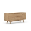 Komoda z litego drewna 160 × 70 × 45 cm – 3 szuflady i pojemne szafki